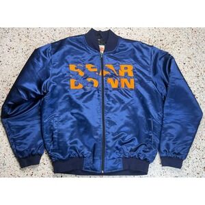 Retro Label NFL Bear Down Chicago Bears Embroidered Satin Bomber Jacker Size XXL